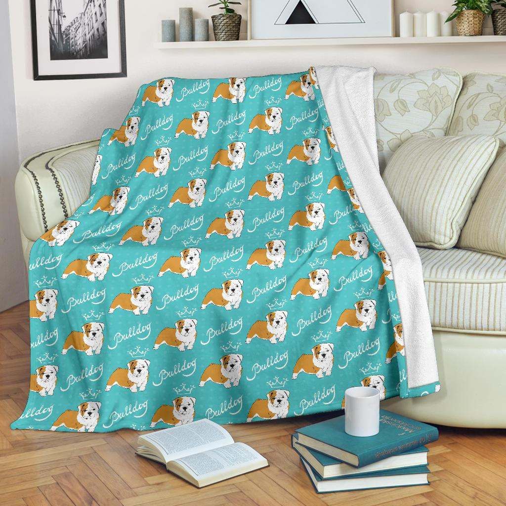 Bulldogs Pattern Sherpa Fleece Blanket