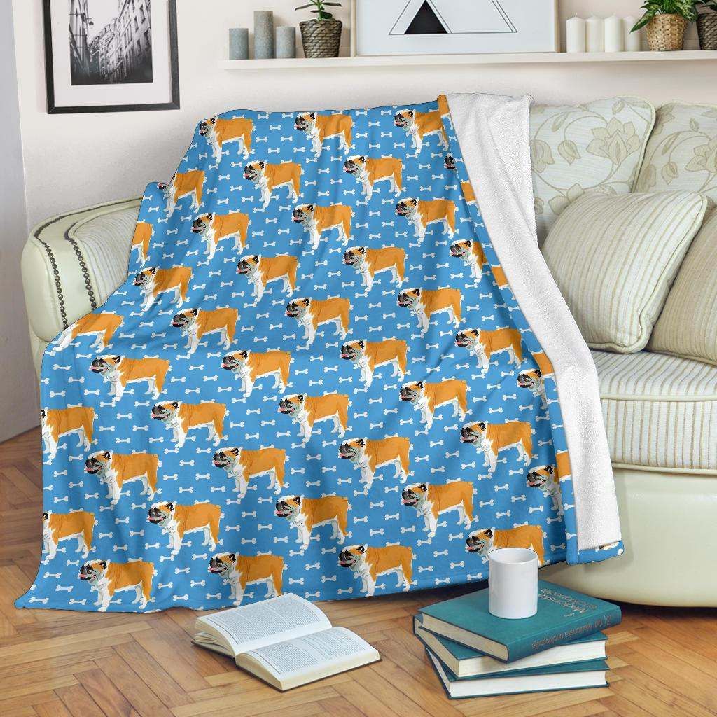 Bulldogs Pattern Sherpa Fleece Blanket