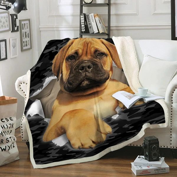 Bullmastiff Dog Sherpa Fleece Blanket
