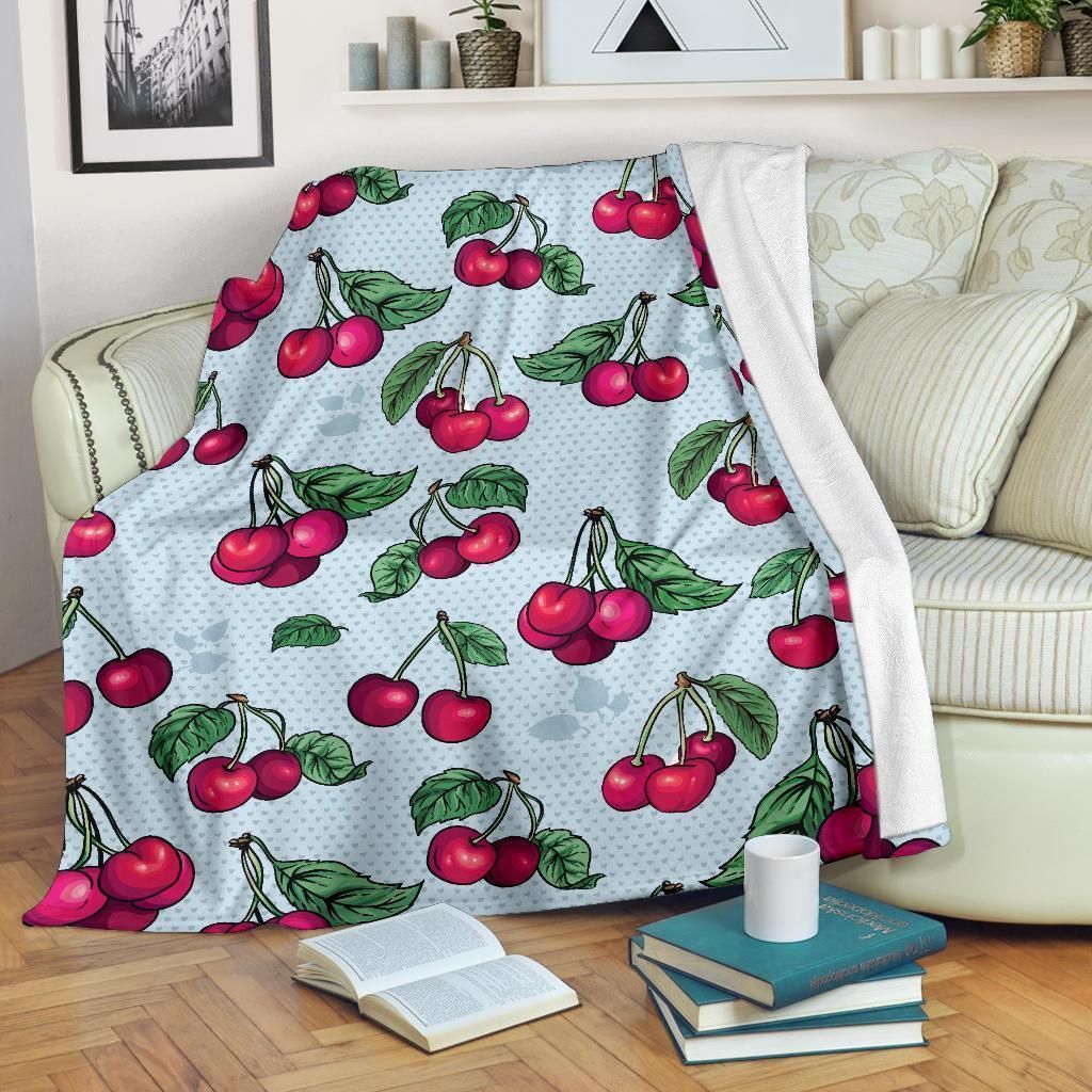 Bunch Of Cherry Pattern Print Design Fleece Blanket