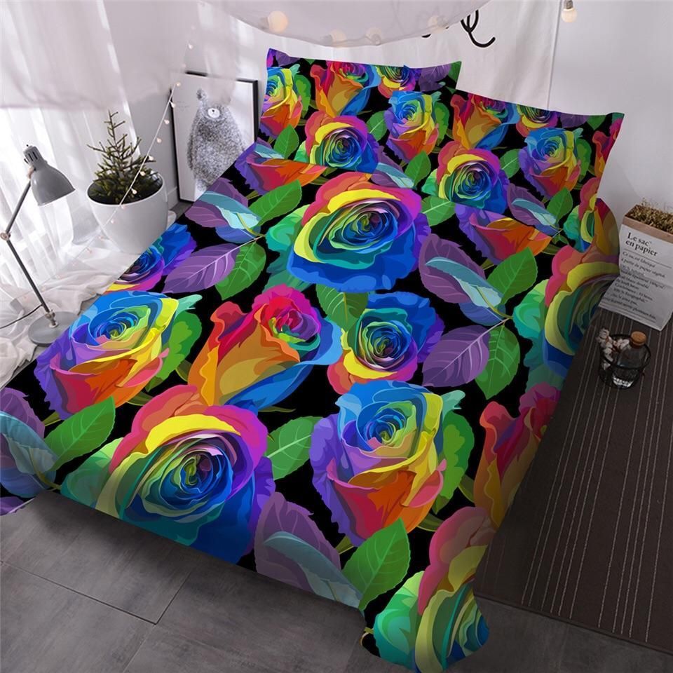 Bunch Of Rainbow Roses Bedding Set