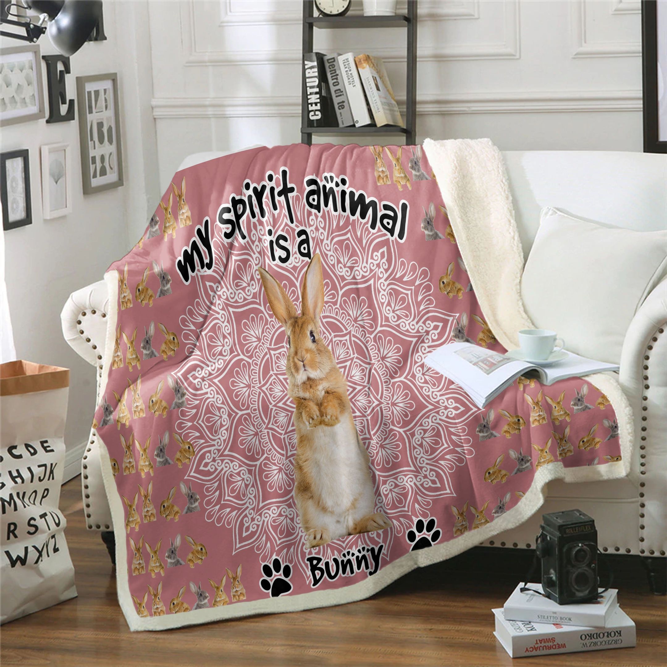 Bunny Is My Spirit Animal Sherpa Fleece Blanket