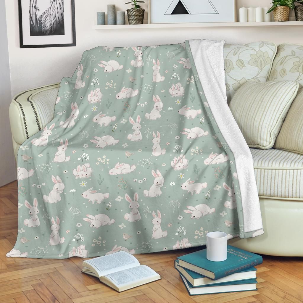 Bunny Pattern 3 Sherpa Fleece Blanket