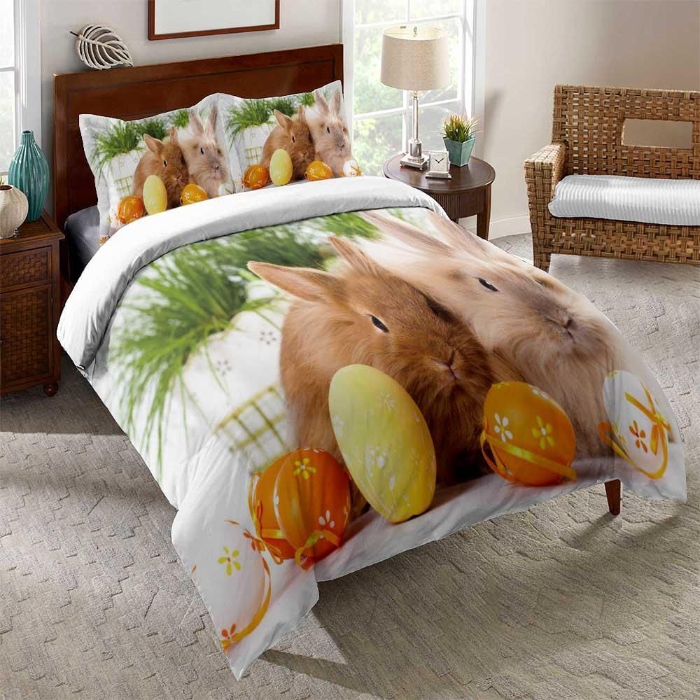Bunny With Orange Printed Bedding Set