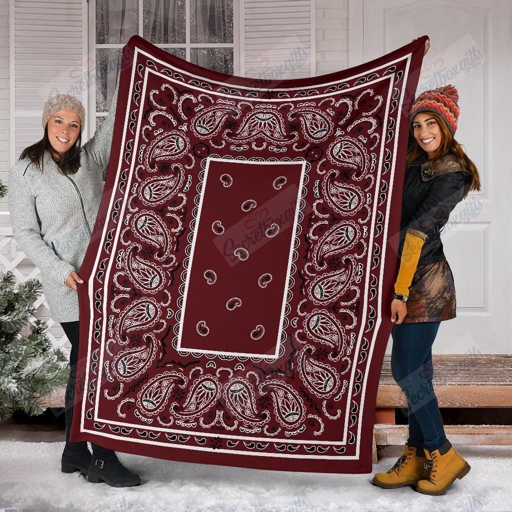 Burgundy Bandana Fleece Blanket
