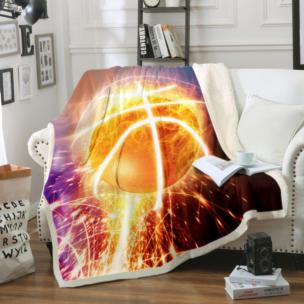 Burning Basketball Fleece Blanket