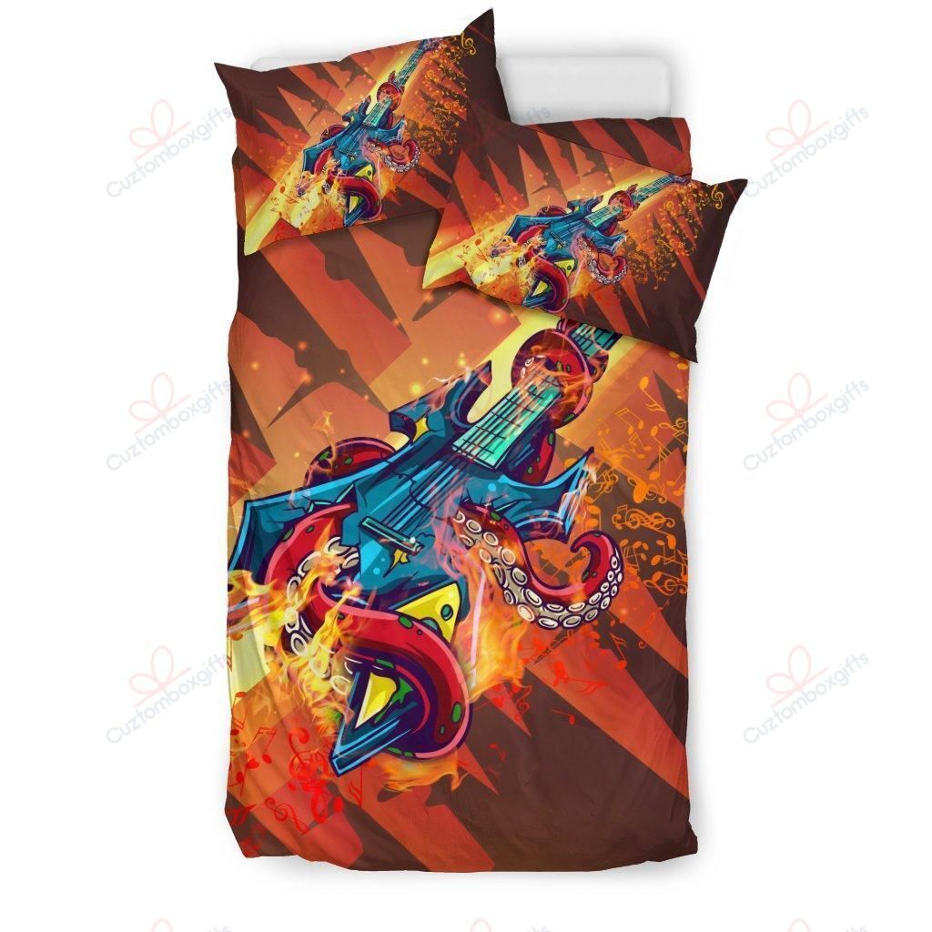 Burning Guitar Hero Printed Bedding Set