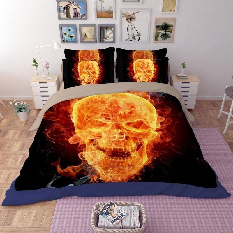 Burning Skull Head Bedding Set
