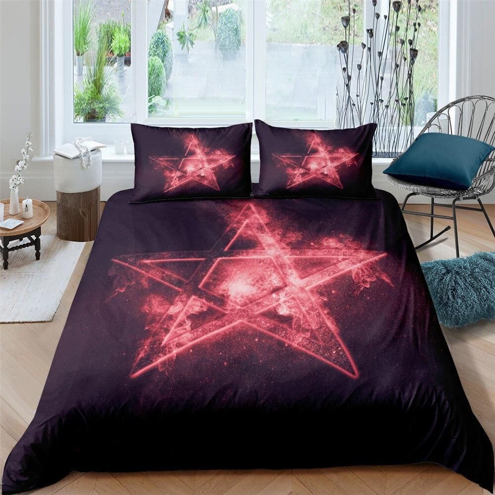 Burning Star Black Background Bedding Set
