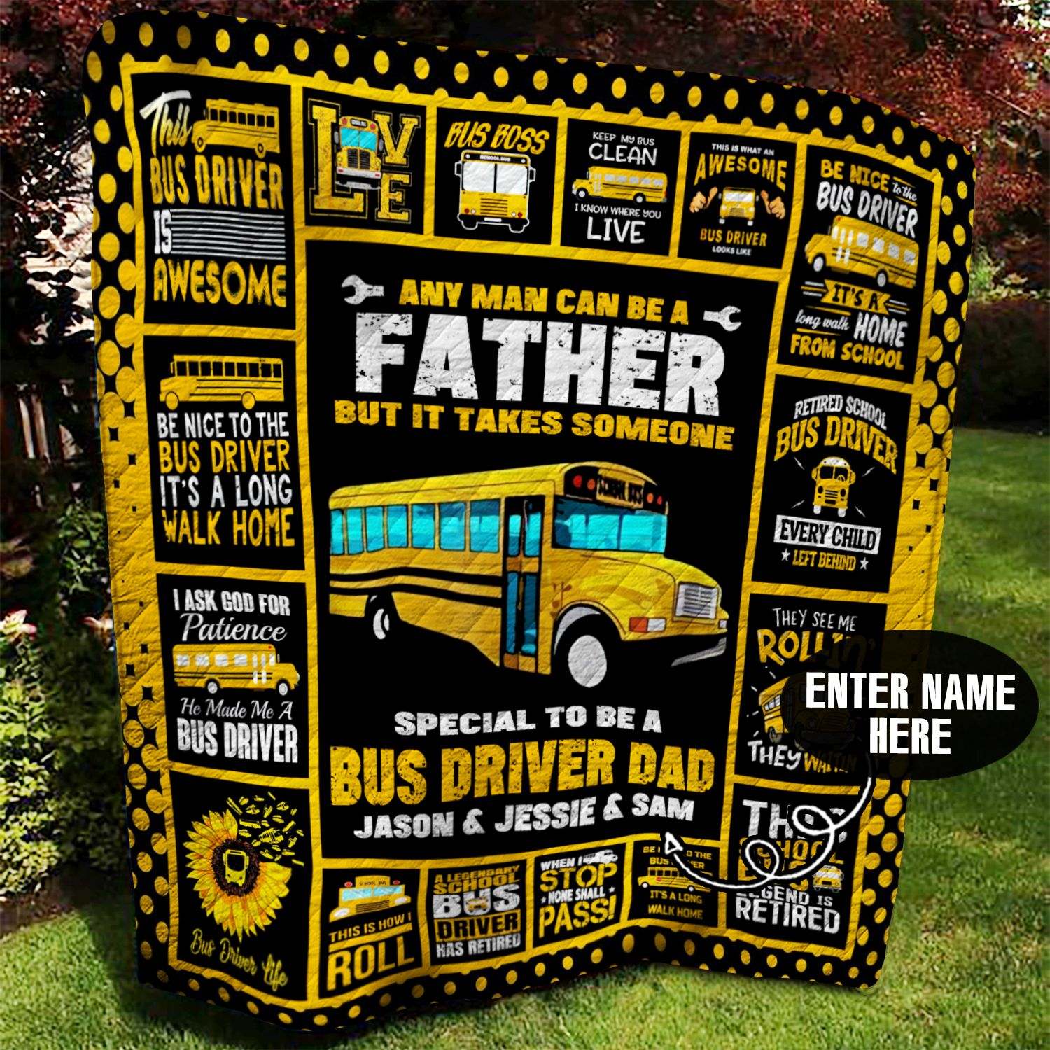 Bus Driver Dad Personalized Quilt Blanket BBB090607SM