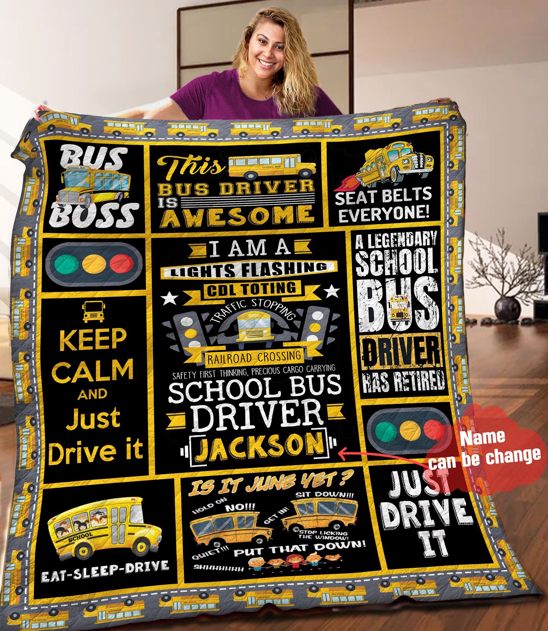 Bus Driver Personalized Quilt Blanket HHH100606NA