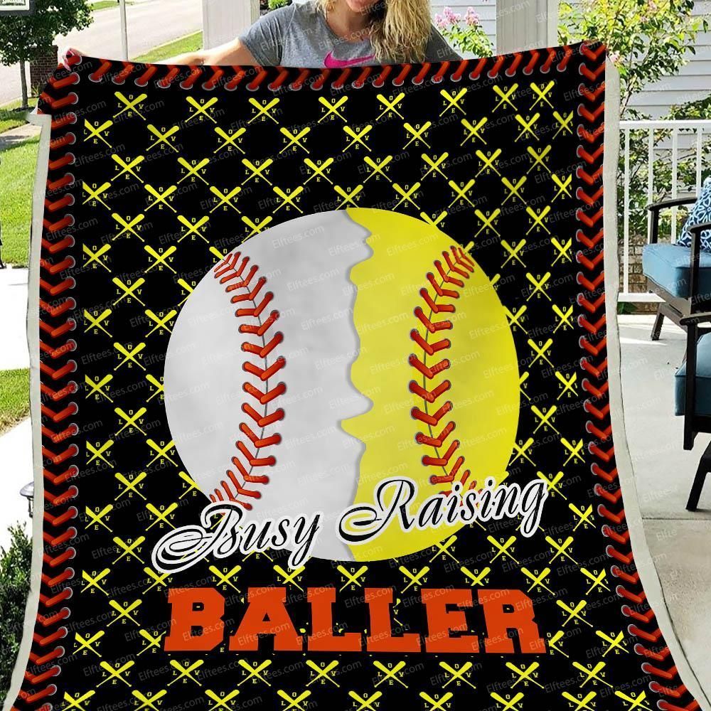 Busy Raising Ballers From Son To Mom Baseball Softball Mom Sherpa Fleece Blanket