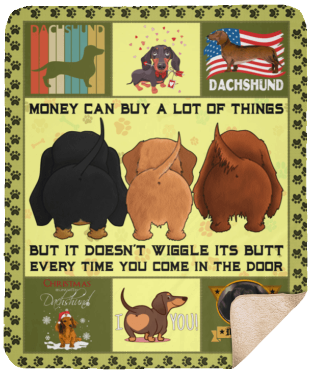 Butt Dachshund Sherpa Fleece Blanket
