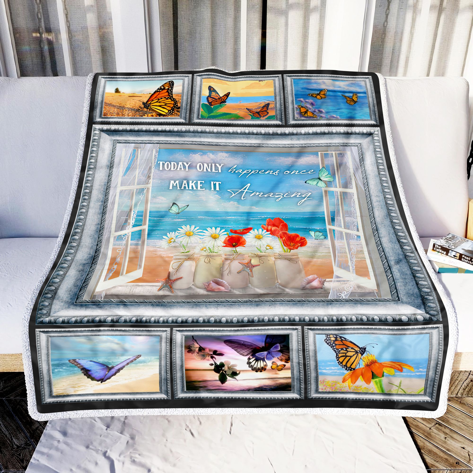 Butterflies And Beach Today Only Happens Once Fleece Blanket