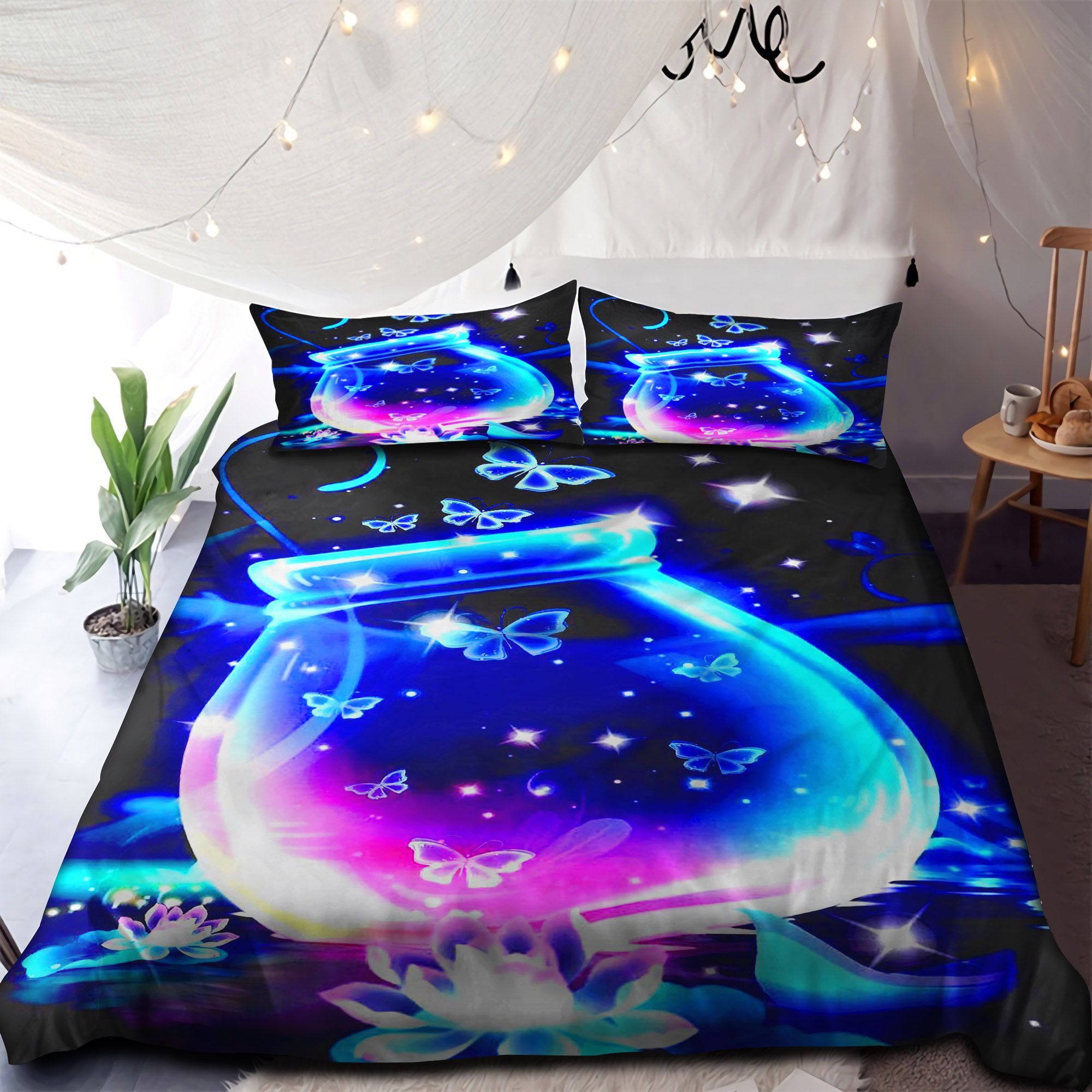 Butterflies And Lotus Bedding Set