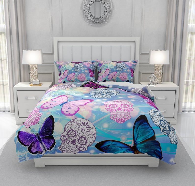 Butterflies And Sugar Skulls Bedding Set