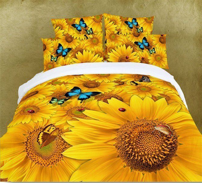 Butterflies And Sunflower Bedding Set