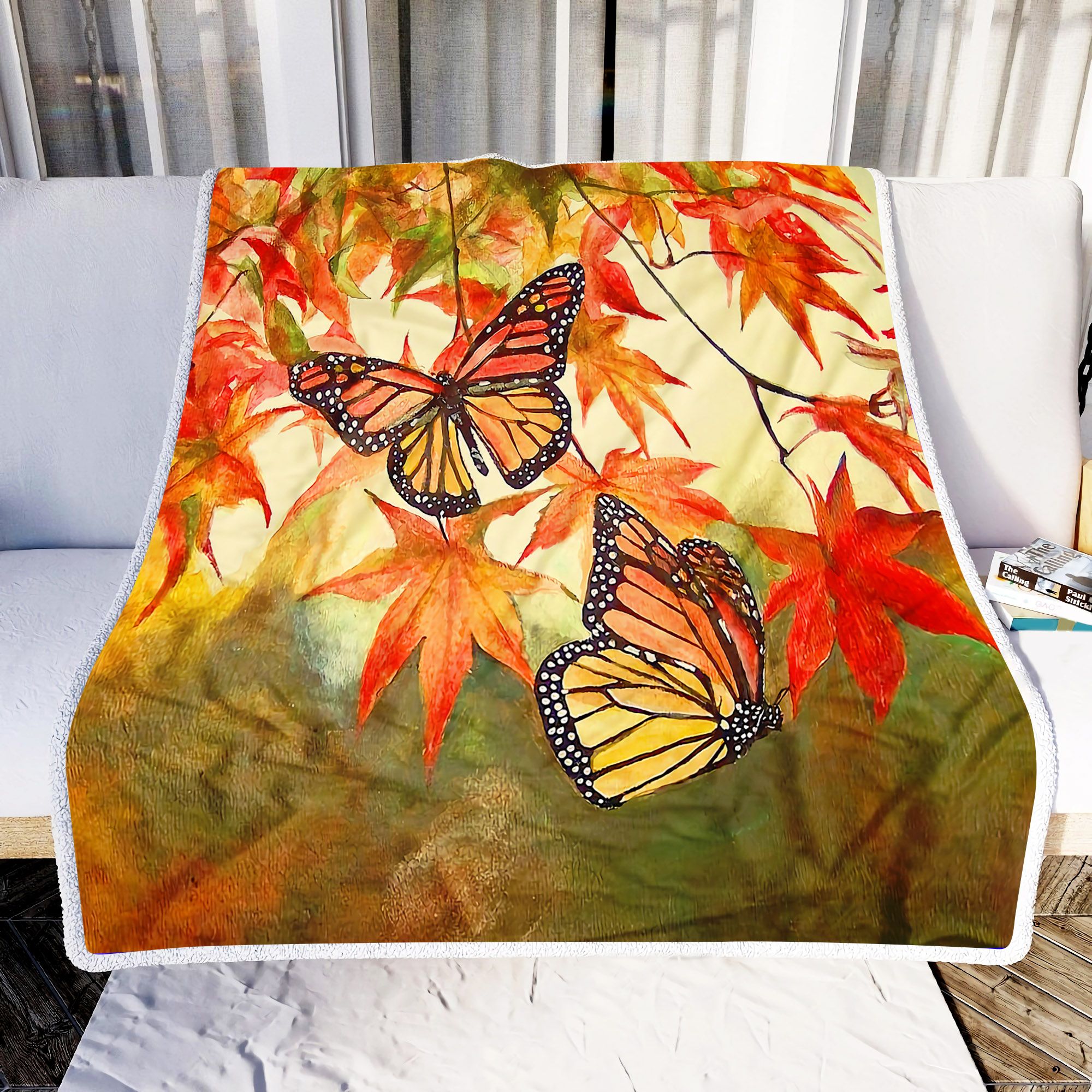 Butterflies In Autumn Fleece Blanket