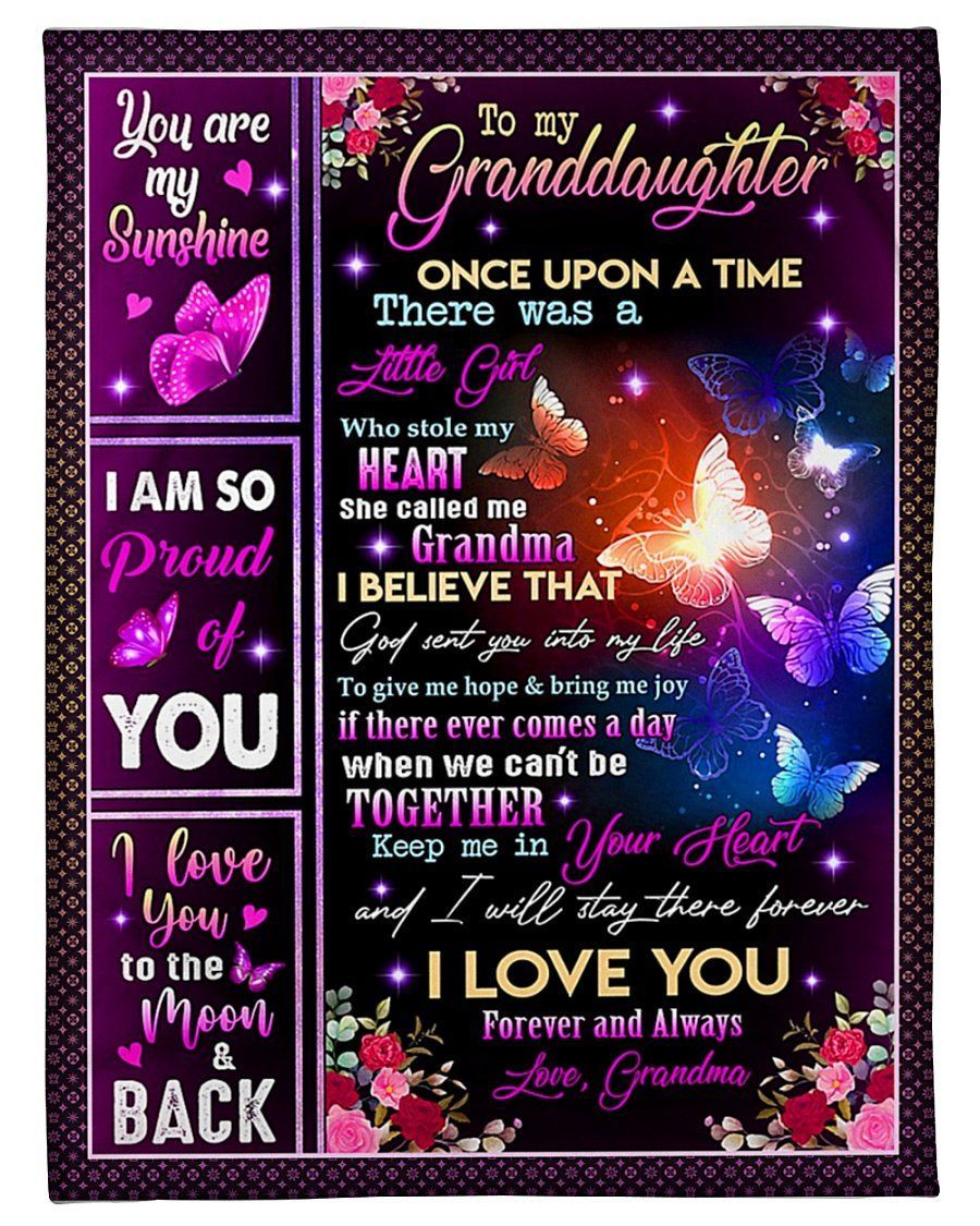 Butterflies Keep Me In Your Heart Grandma To Granddaughter Fleece Blanket Fleece Blanket