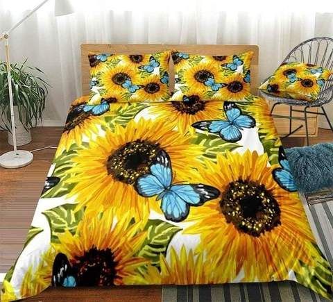 Butterflies Sunflower Bedding Set