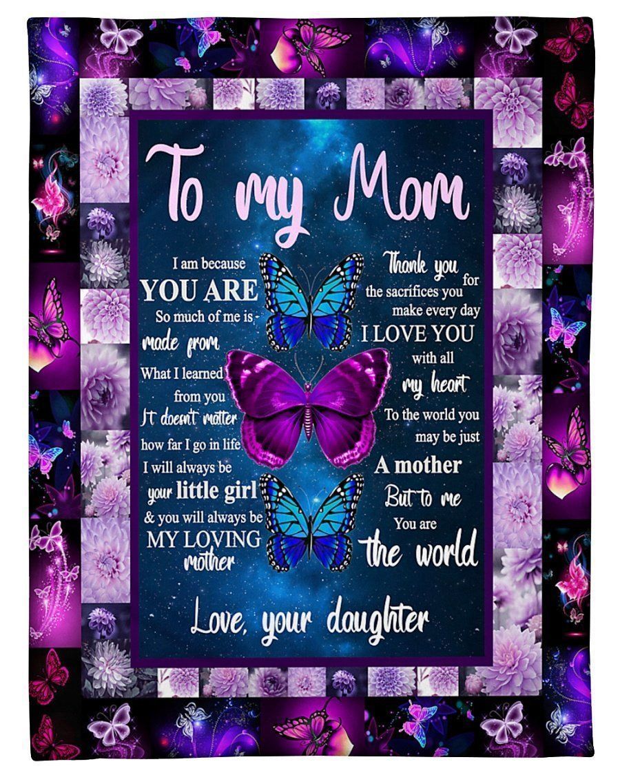 Butterflies To My Mom I Love You With All My Heart Fleece Blanket