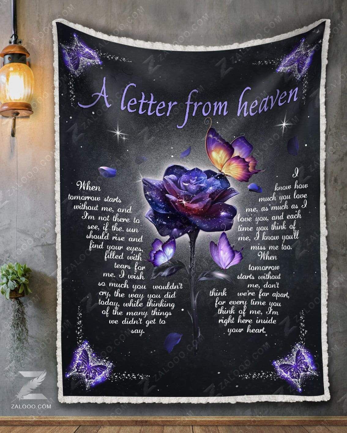 Butterfly A Letter From Heaven Sherpa Fleece Blanket