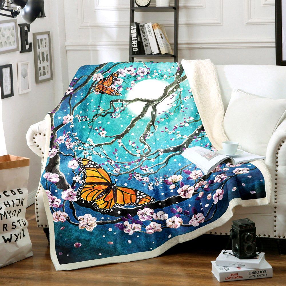 Butterfly Sherpa Fleece Blanket