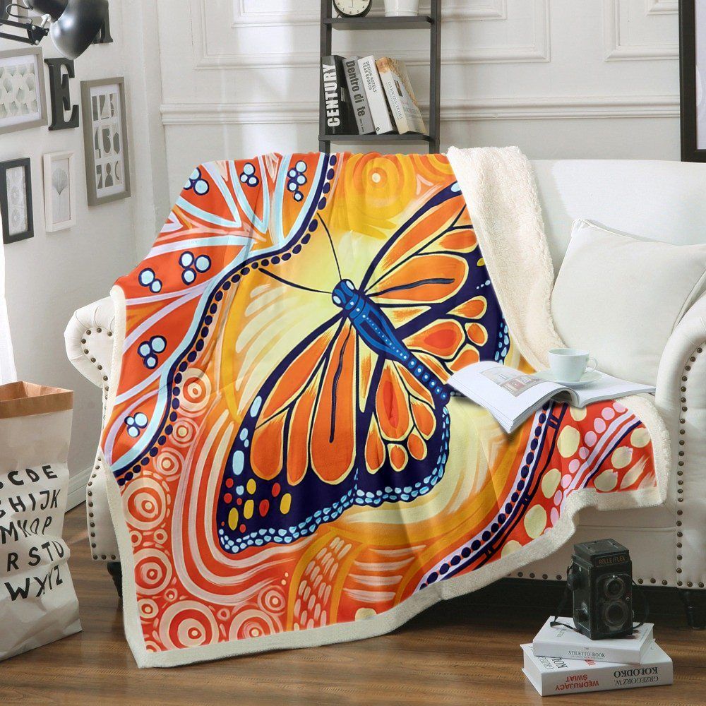 Butterfly Sherpa Fleece Blanket