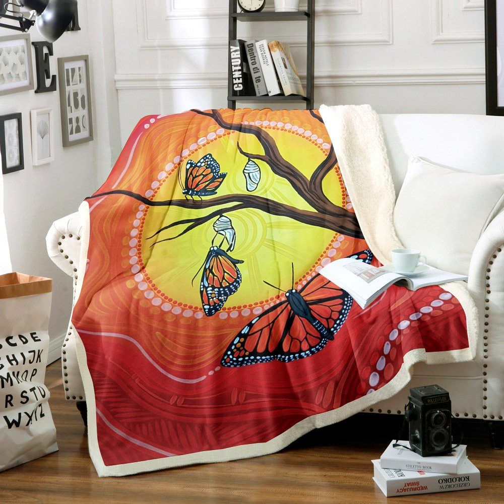 Butterfly Sherpa Fleece Blanket