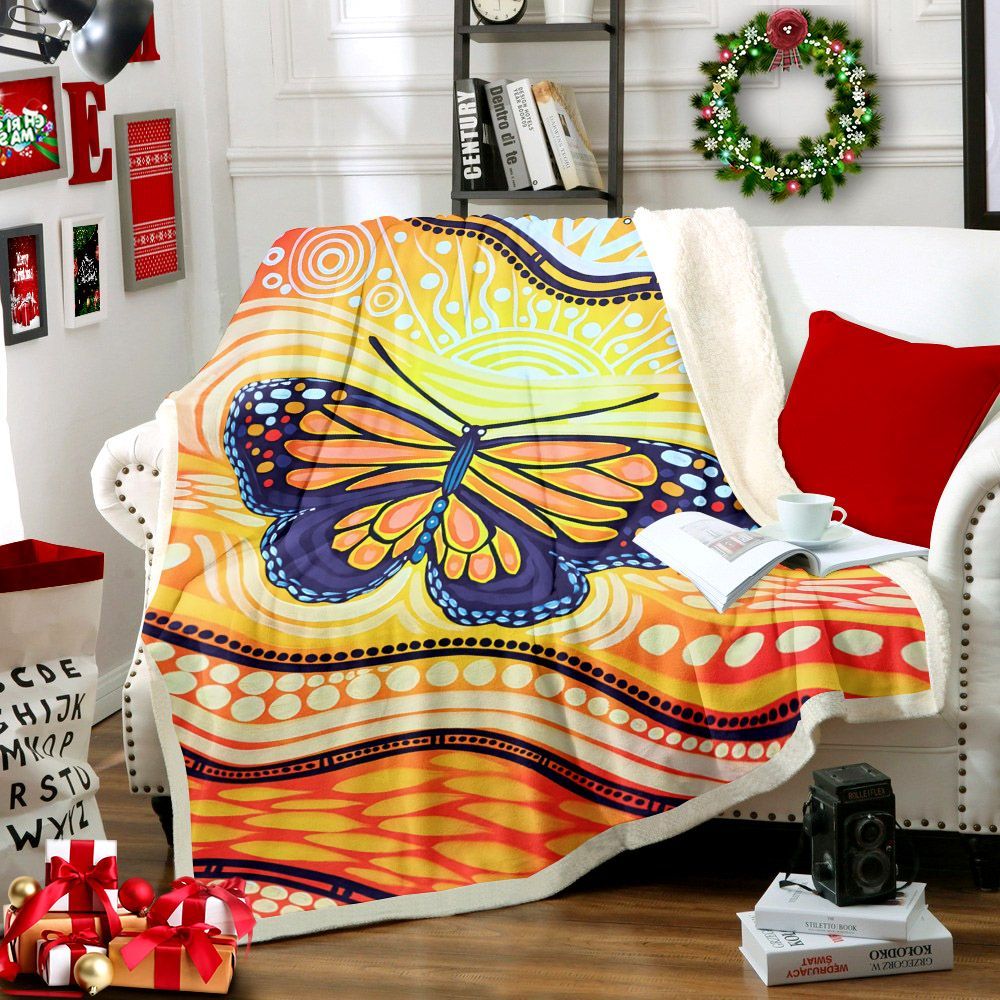Butterfly Sherpa Fleece Blanket