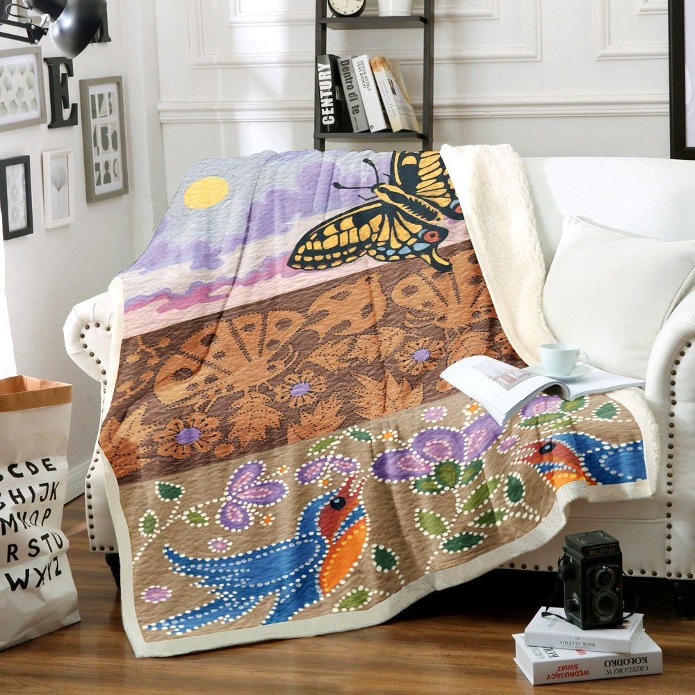 Butterfly And Bird Sherpa Fleece