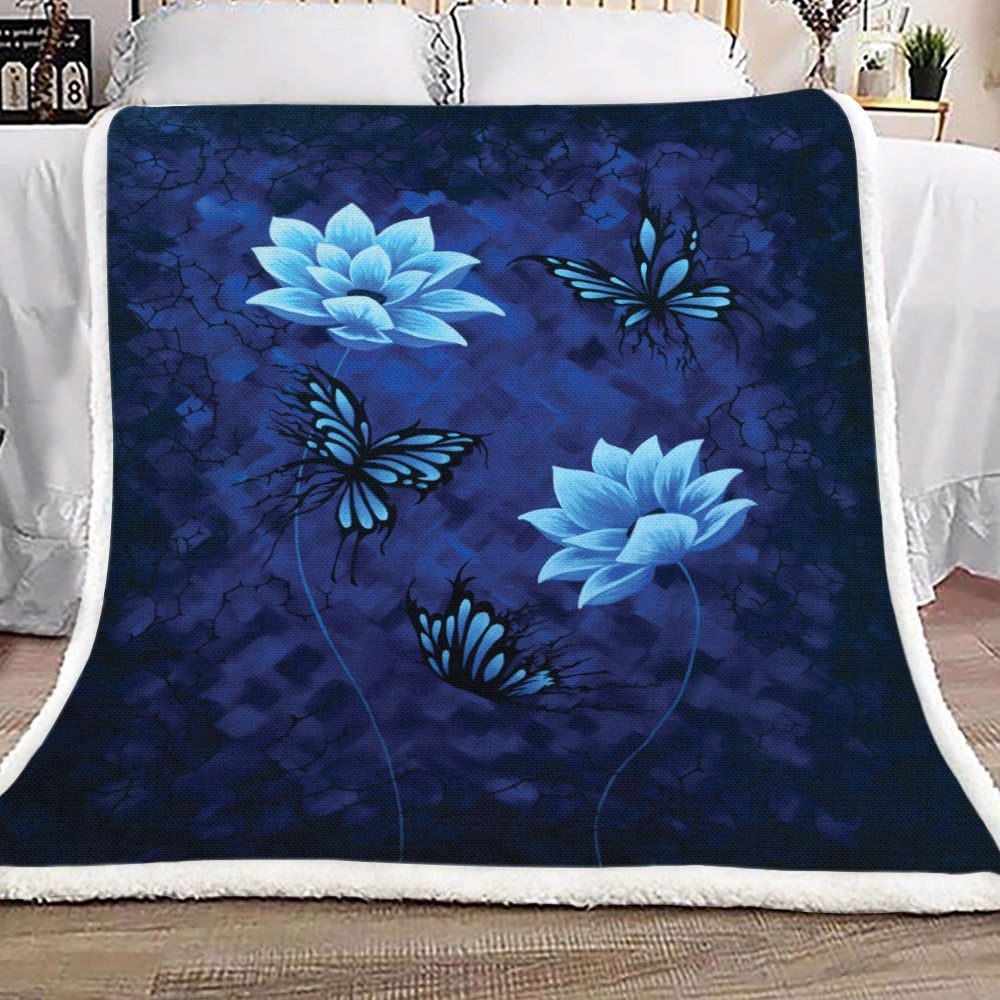 Butterfly And Flower Sherpa Fleece