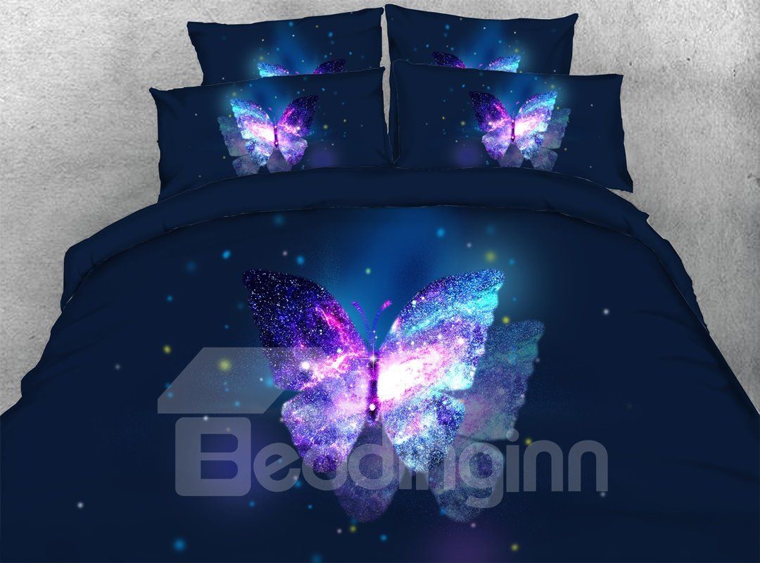 Butterfly And Galaxy Bedding Set
