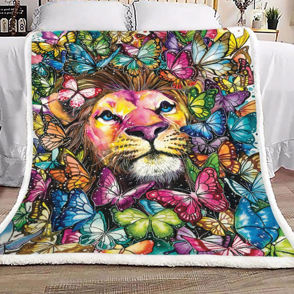 Butterfly And Lion Sherpa Fleece Blanket
