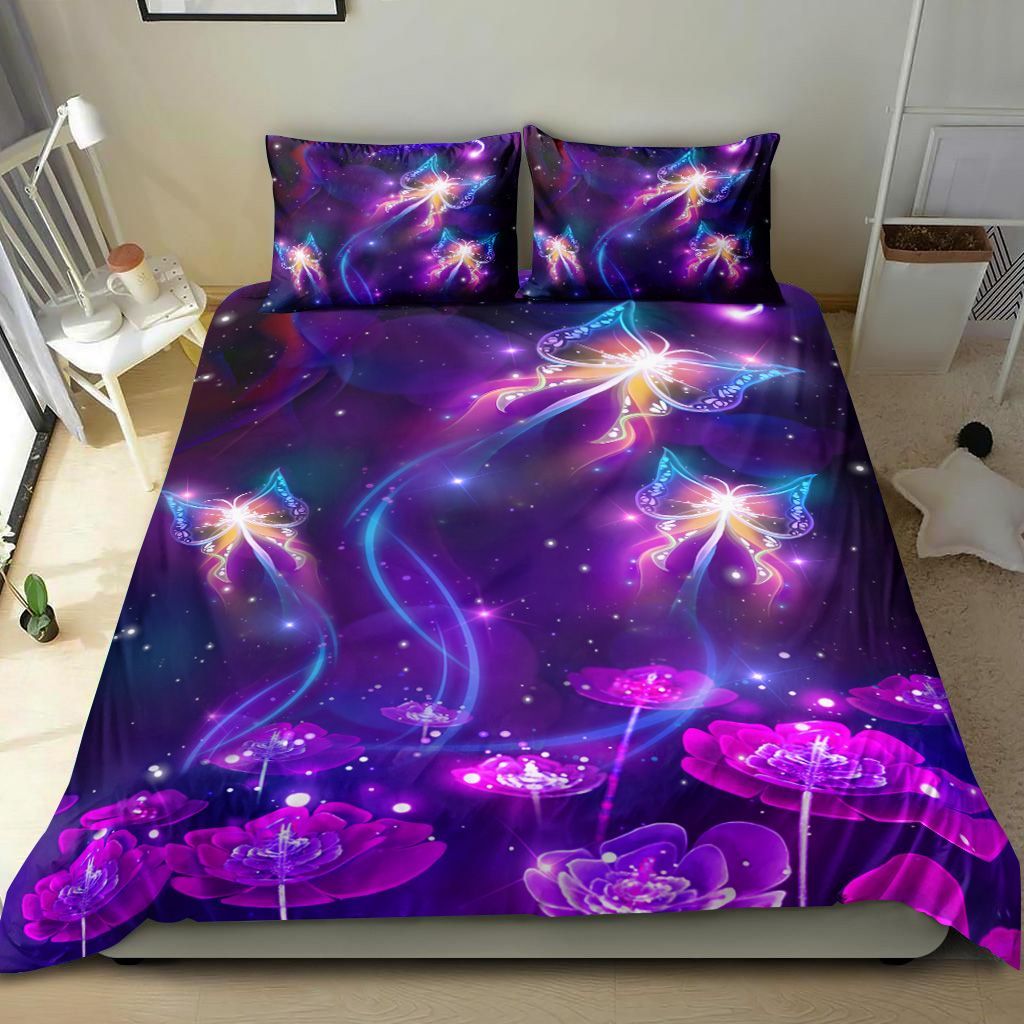 Butterfly And Pink Flower Bedding Set