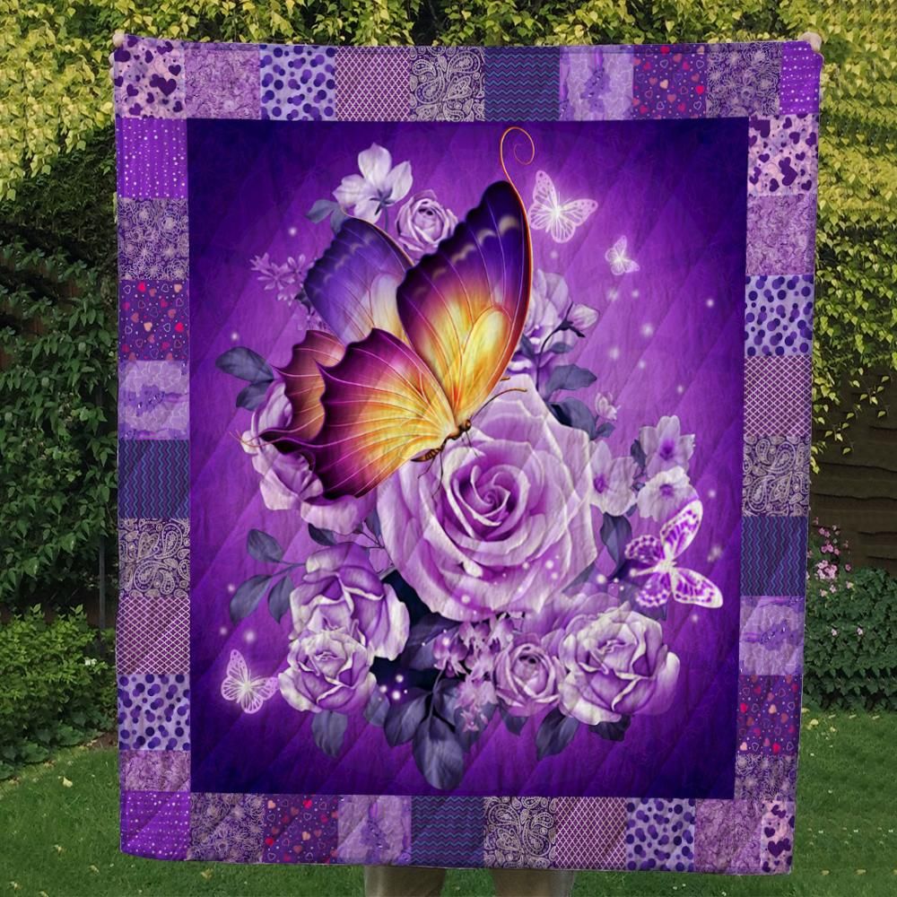 Butterfly And Purple Flower Quilt Blanket DHC0201208TD