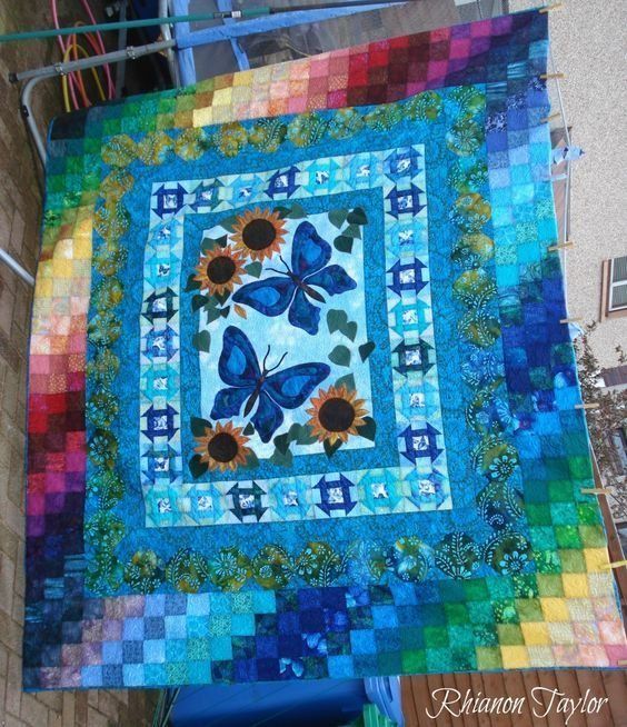Butterfly And Sunflower CLA0710148Q Quilt Blanket