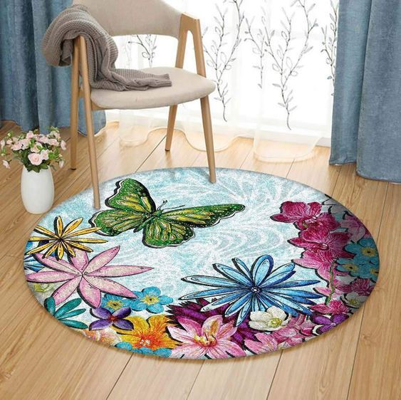 Butterfly Art Round Carpet