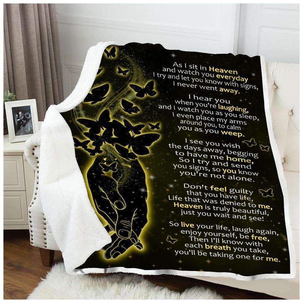 Butterfly As I Sit In Heaven And Watch You Everyday Sherpa Fleece Blanket