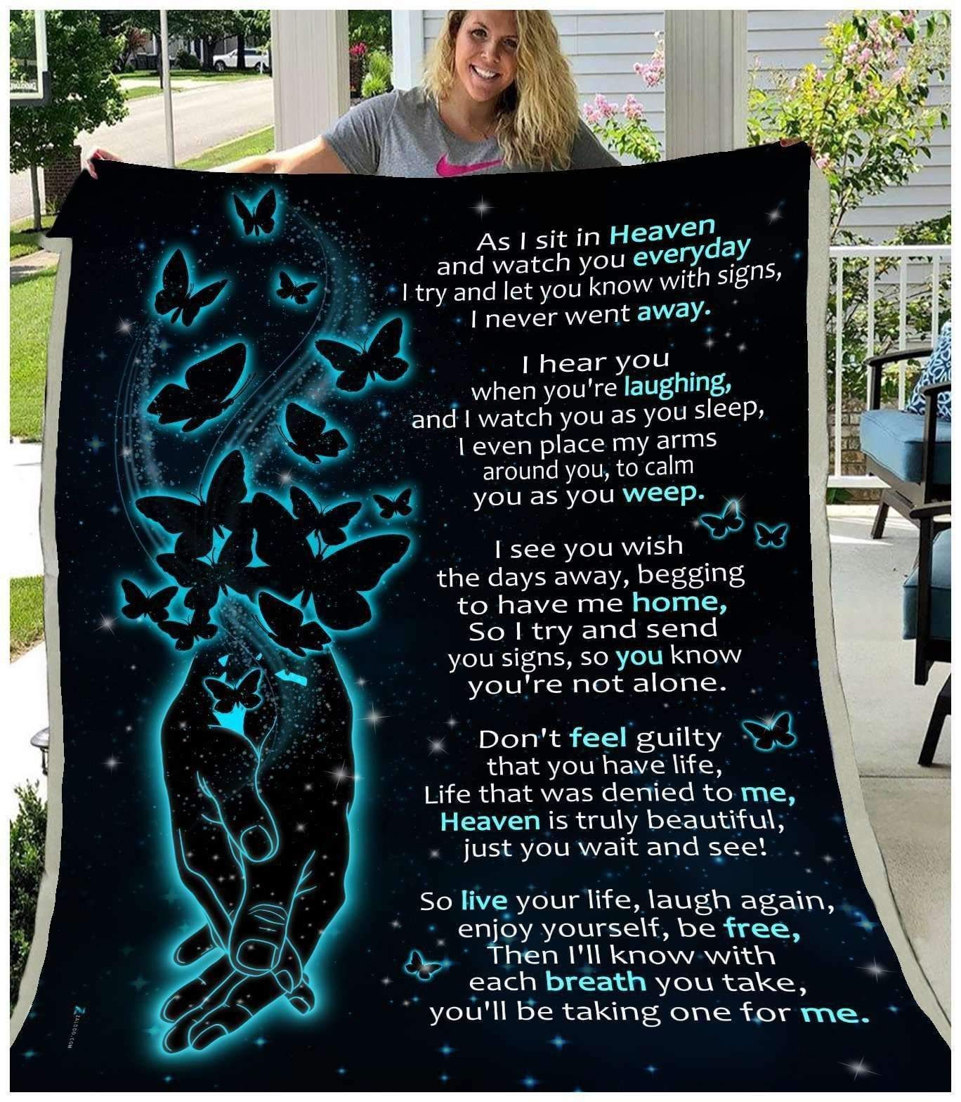 Butterfly As I Sit In Heaven Sherpa Fleece Blanket