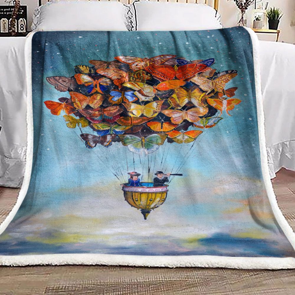 Butterfly Balloon Sherpa Fleece Blanket