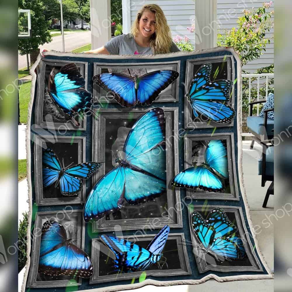 Butterfly Beauty Of Blue Butterfly Quilt Blanket Christmas Christmas Gifts Merry Christmas Holiday Gifts Gift Dhc03011259Dd