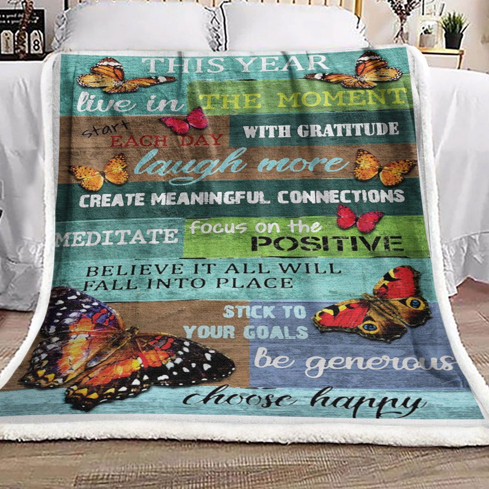 Butterfly Sherpa Fleece Blanket