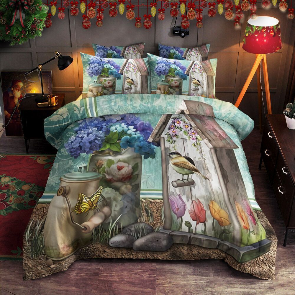 Butterfly Bird And Hydrangea Bedding Set