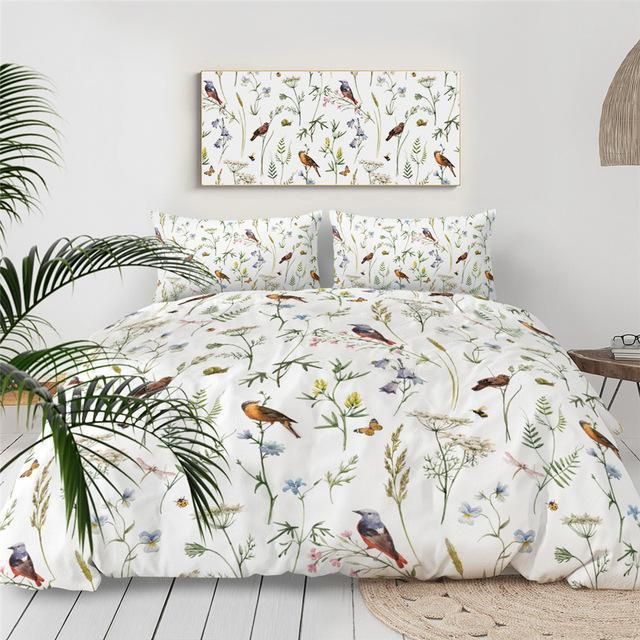 Butterfly Birds Floral Bedding Set