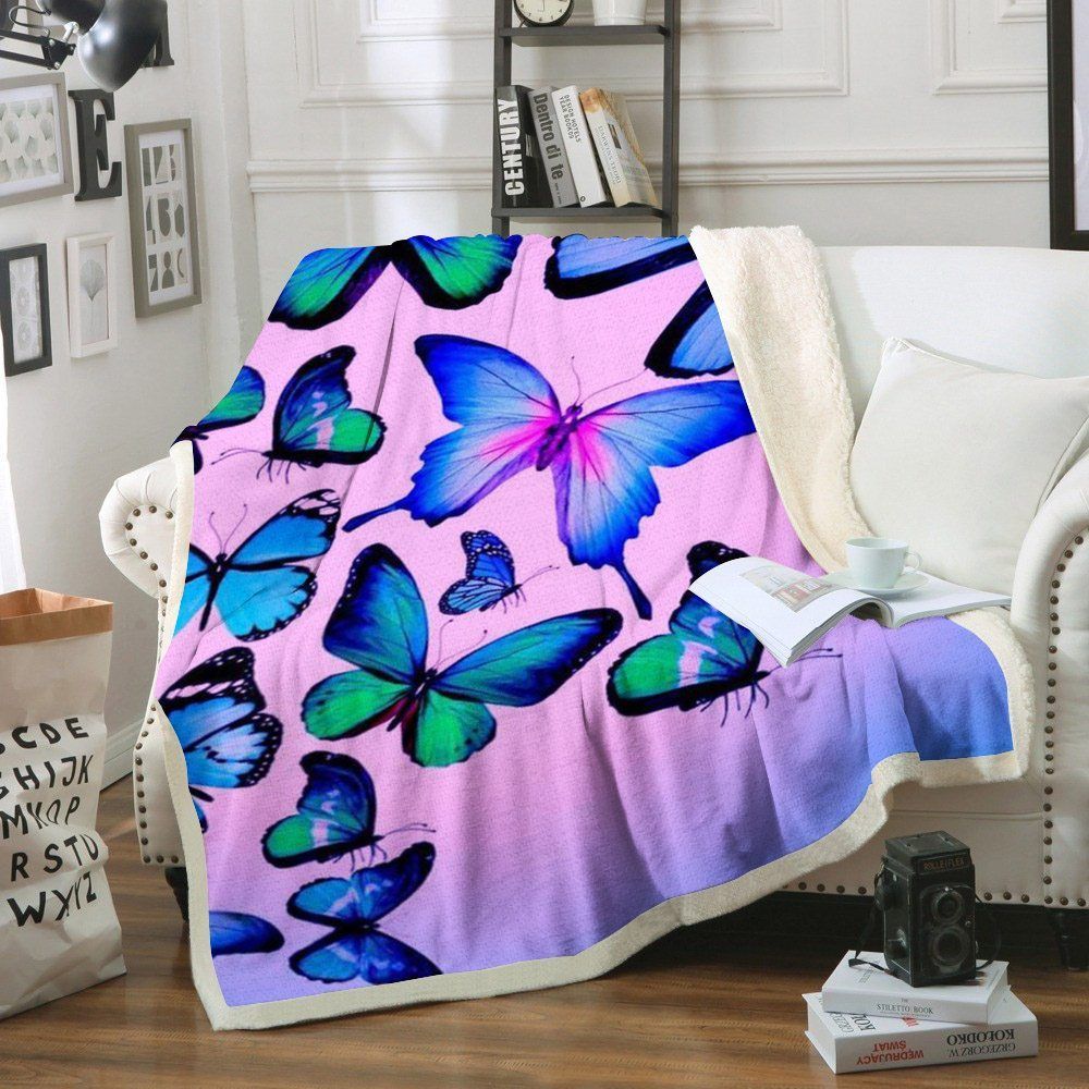 Butterfly Sherpa Fleece Blanket