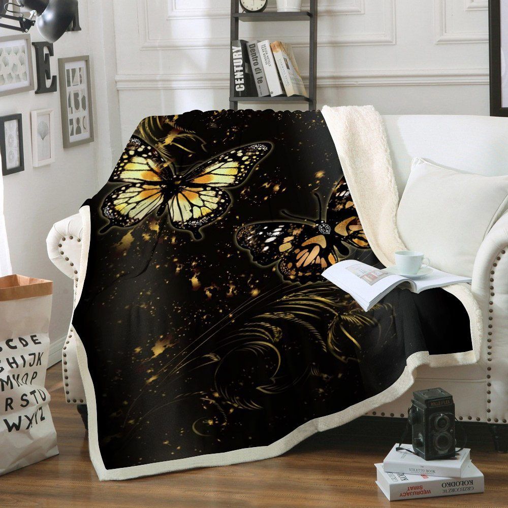 Butterfly Sherpa Fleece Blanket