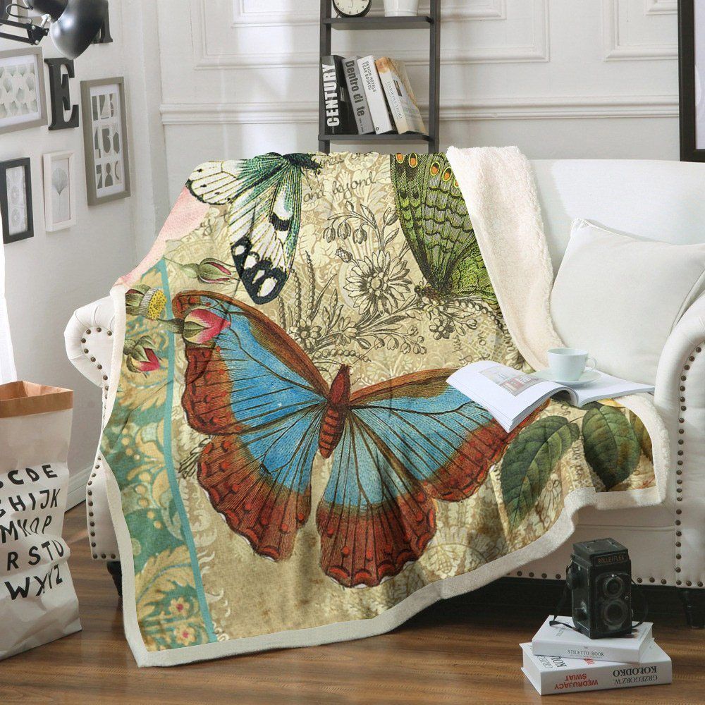 Butterfly Sherpa Fleece Blanket