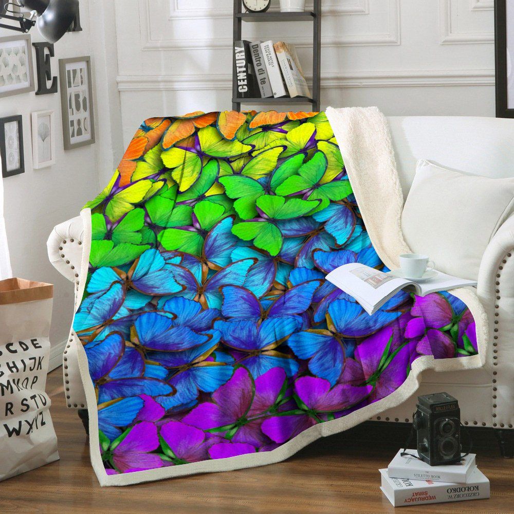 Butterfly Sherpa Fleece Blanket
