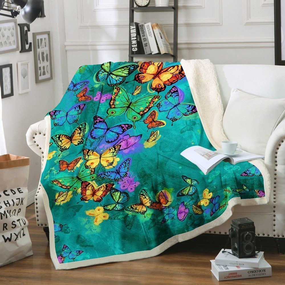 Butterfly Sherpa Fleece Blanket